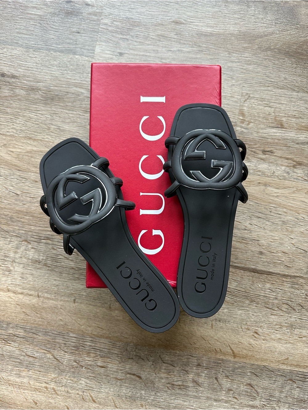Gucci Black Logo Slide Sandals